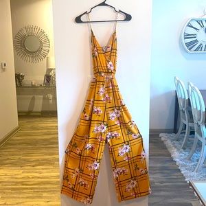 Floral & Plaid Jumpsuit